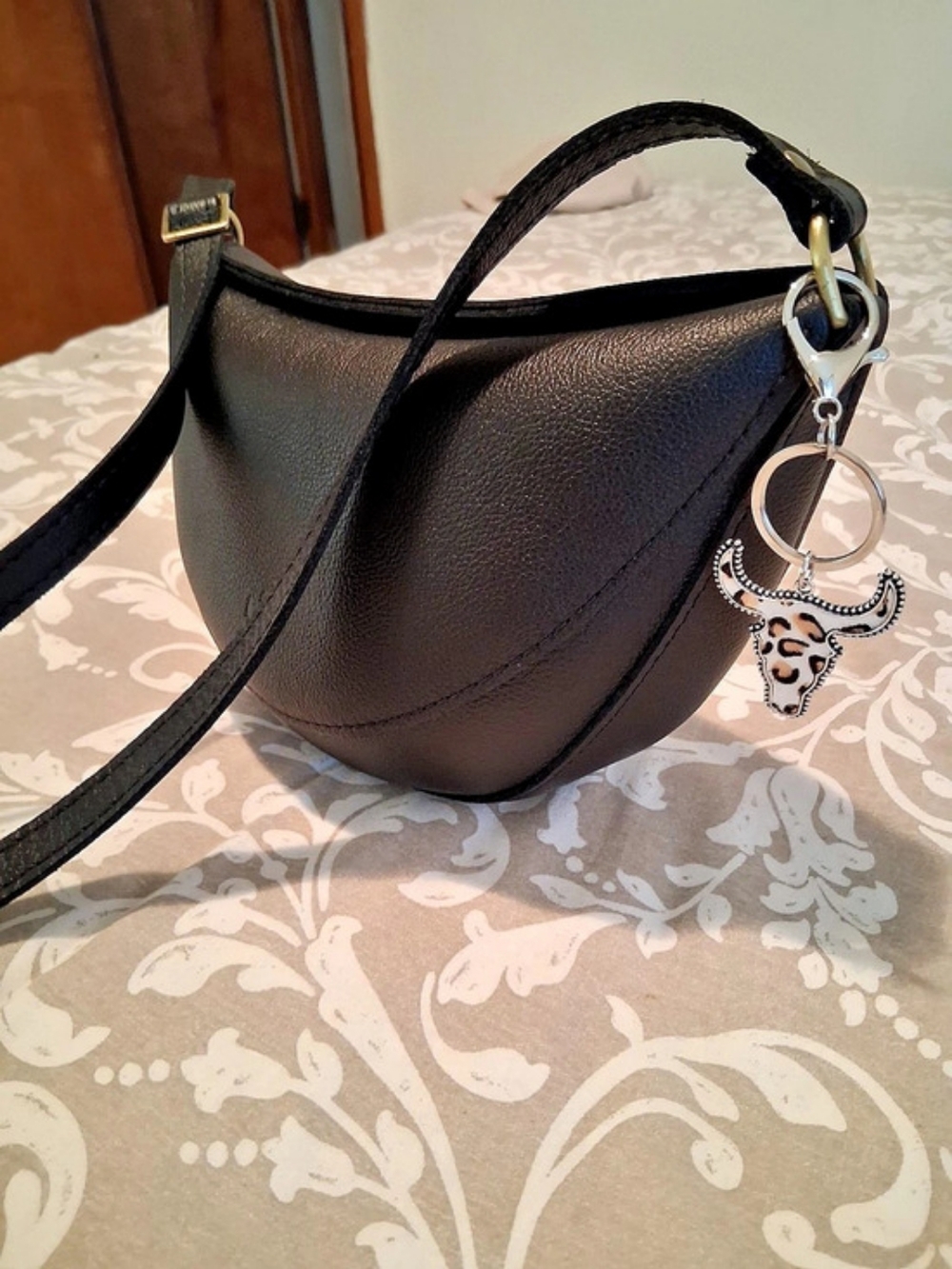 Koala Sling Bag  Portland Leathers Black Crossbody Bag Medium